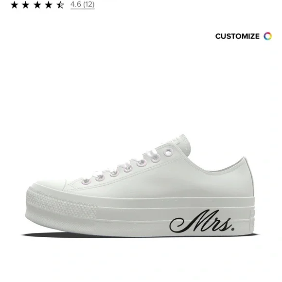 NEW 7. Custom Chuck Taylor All Star Lift Platform Wedding White - Picture 2 of 6